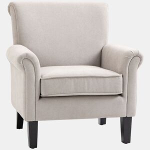 HOMCOM Poltrona Estofada em Tecido Poltrona Relax com Apoio para os Braços Assento Amovível e Lavável Pés de Madeira para Dormitório Estilo Moderno Carga 150kg 79x78x87cm Cinza