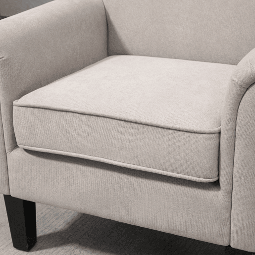 HOMCOM Poltrona Estofada em Tecido Poltrona Relax com Apoio para os Braços Assento Amovível e Lavável Pés de Madeira para Dormitório Estilo Moderno Carga 150kg 79x78x87cm Cinza