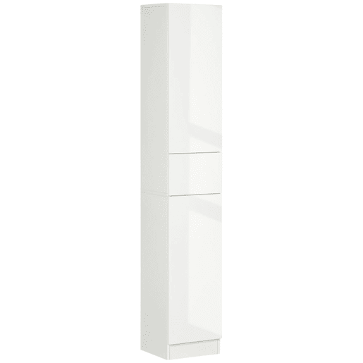 kleankin Coluna Casa de Banho com 1 Gaveta e 5 Prateleiras Coluna Casa de Banho de Estilo Moderno para Cozinha Sala de Estar 30x28x170cm Branco