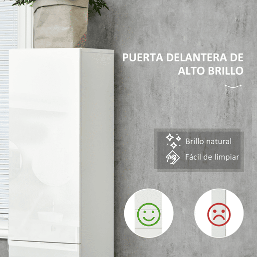 kleankin Coluna Casa de Banho com 1 Gaveta e 5 Prateleiras Coluna Casa de Banho de Estilo Moderno para Cozinha Sala de Estar 30x28x170cm Branco