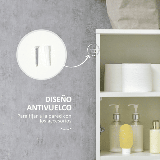 kleankin Coluna Casa de Banho com 1 Gaveta e 5 Prateleiras Coluna Casa de Banho de Estilo Moderno para Cozinha Sala de Estar 30x28x170cm Branco