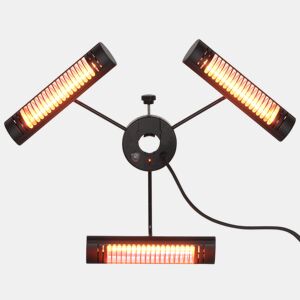 Outsunny Aquecedor Elétrico de Exterior com 3 Painéis 1000W Aquecedor de Infravermelhos com Controlo Remoto Proteção IPX5 Liga de Alumínio para Chapéu de Sol Pérgola 87x75x22cm Preto