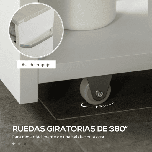 kleankin Carrinho Auxiliar Estreito com Rodas, 3 Níveis, Prateleiras, Tabuleiro e Pega, para Cozinha, Sala de Jantar, Casa de Banho, 48x15x80 cm, Branco