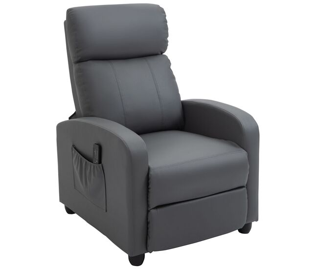 Homcom sillón de masaje sillón relax reclinable con mando a distancia 2 zonas de masaje 8 programas 5 niveles de intensidad 1 bolsillo lateral y