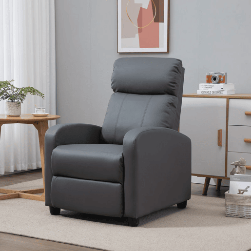 HOMCOM Poltrona de Massagem Poltrona Relax Reclinável com 2 Zonas de Massagem 8 Programas 5 Níveis de Intensidade e Controlo Remoto Estofada em PU 68x88x98 cm Cinzento