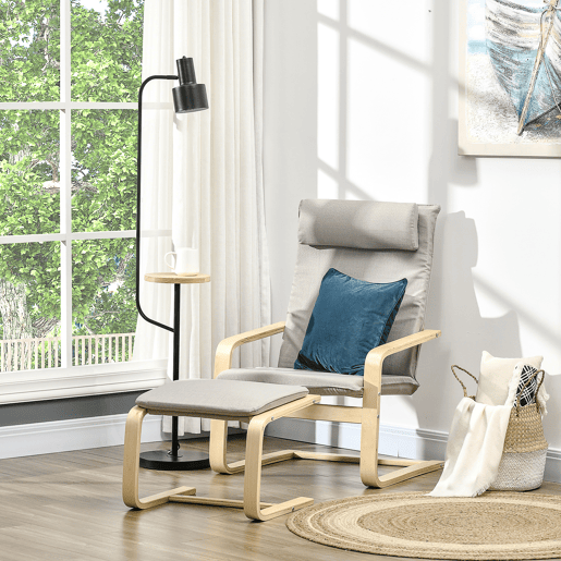 HOMCOM Poltrona Otomana de Sala de Estar Estofada em Tecido Poltrona Moderna com Encosto Alto Apoio para os Braços e Almofada Removível para Dormitório Escritório Carga Máxima 120kg 67x69x100cm Cinza