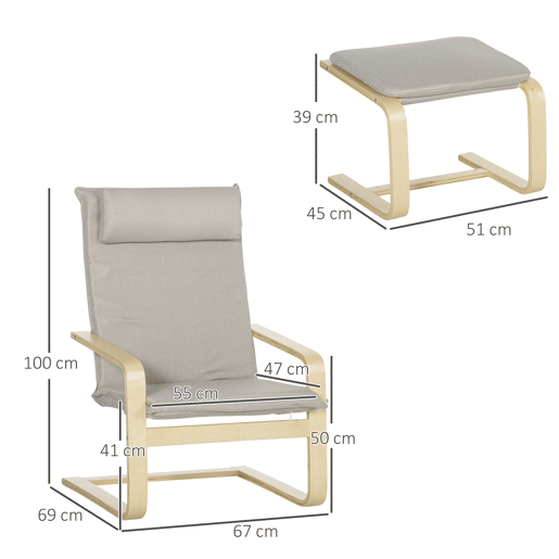 HOMCOM Poltrona Otomana de Sala de Estar Estofada em Tecido Poltrona Moderna com Encosto Alto Apoio para os Braços e Almofada Removível para Dormitório Escritório Carga Máxima 120kg 67x69x100cm Cinza