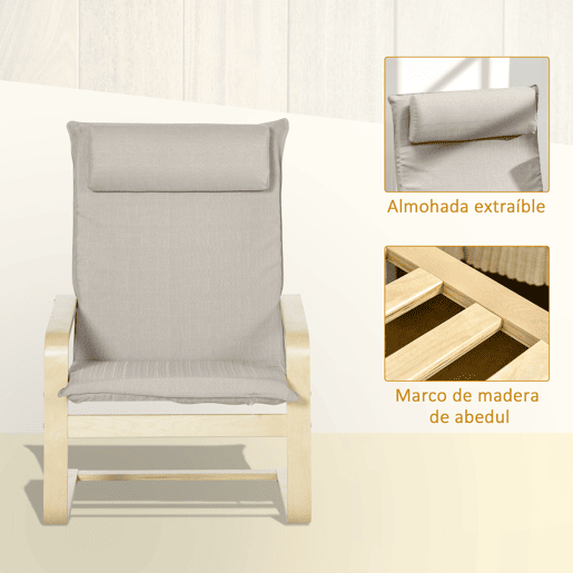 HOMCOM Poltrona Otomana de Sala de Estar Estofada em Tecido Poltrona Moderna com Encosto Alto Apoio para os Braços e Almofada Removível para Dormitório Escritório Carga Máxima 120kg 67x69x100cm Cinza