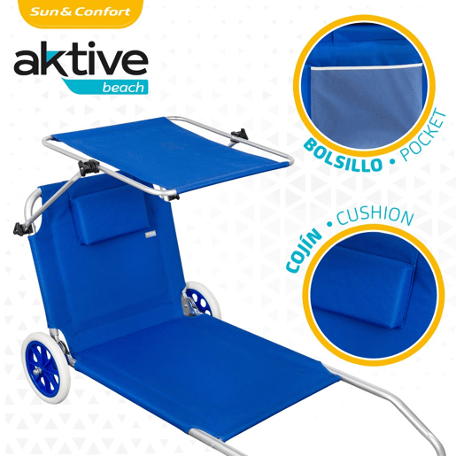 Espreguiçadeira e carrinho para praia 2 em 1 Aktive Beach