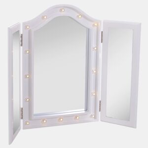 HOMCOM Espelho de Maquilhagem com Luz LED Dobrável Espelho Triplo de Mesa Presente Original para Mulher, 73x53,5x4,5cm
