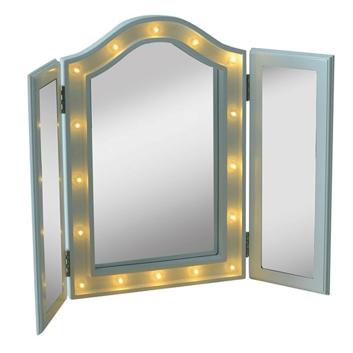 HOMCOM Espelho de Maquilhagem com Luz LED Dobrável Espelho Triplo de Mesa Presente Original para Mulher, 73x53,5x4,5cm