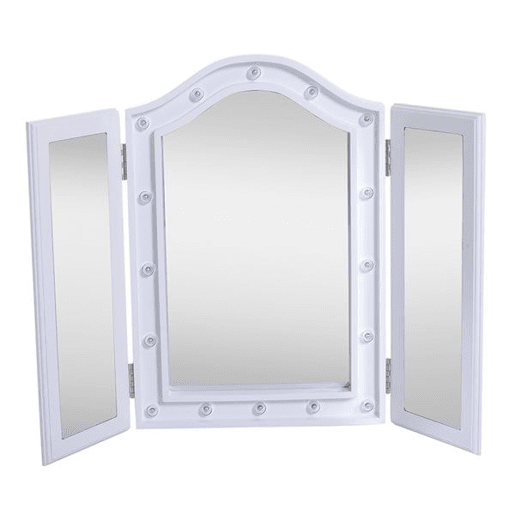 HOMCOM Espelho de Maquilhagem com Luz LED Dobrável Espelho Triplo de Mesa Presente Original para Mulher, 73x53,5x4,5cm