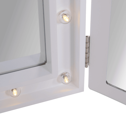 HOMCOM Espelho de Maquilhagem com Luz LED Dobrável Espelho Triplo de Mesa Presente Original para Mulher, 73x53,5x4,5cm