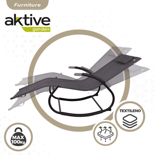 Espreguiçadeira de jardim de balanço antracite com almofada Aktive