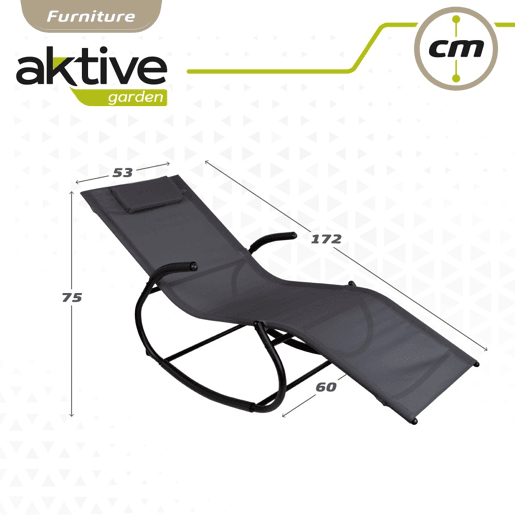 Espreguiçadeira de jardim de balanço antracite com almofada Aktive