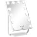 Espejo de Maquillaje Metal, Vidrio, ABS HOMCOM Espejo de Maquillaje Metal, Vidrio, ABS HOMCOM Blanco
