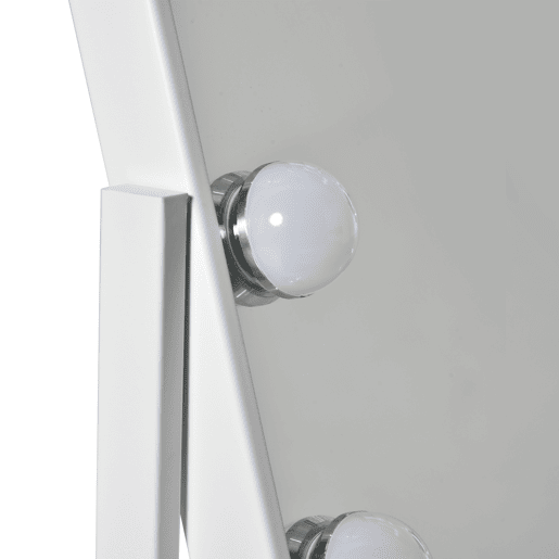 HOMCOM Espelho de Maquilhagem Espelho de Mesa com 12 Luzes LED 3 Temperaturas de Cores Ecrã Tátil Ajustável e Função de Memória para Dormitório Casa de Banho 32,8x11x47,4cm Branco