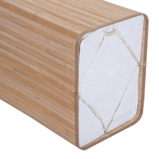 HOMCOM Cesto de Roupa Suja Dobrável com Tampa 67L, Cesto de Roupa de Bambu, 2 Compartimentos, Bolsa Removível, para Quarto, Casa de Banho, Lavandaria, 40x30x60 cm, Natural