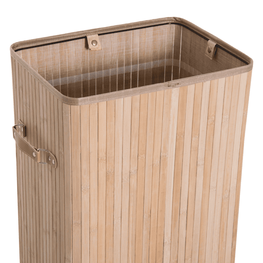 HOMCOM Cesto de Roupa Suja Dobrável com Tampa 67L, Cesto de Roupa de Bambu, 2 Compartimentos, Bolsa Removível, para Quarto, Casa de Banho, Lavandaria, 40x30x60 cm, Natural