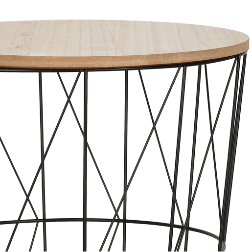 Mesa de centro Kumi em cor preta, metal e MDF, dimensões: 47x47x57cm
