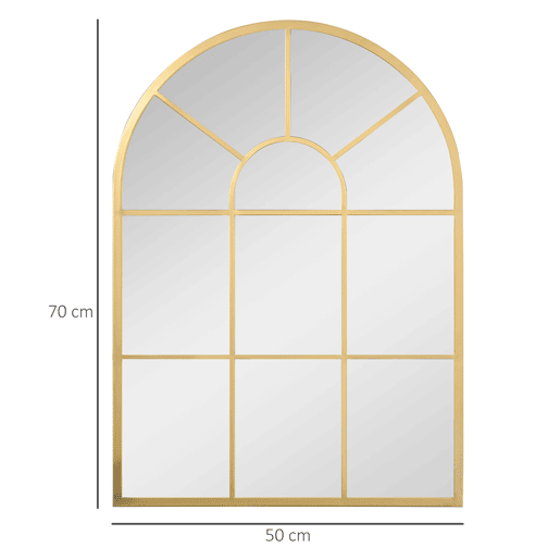 HOMCOM Espelho Decorativo de Parede 50x70cm Espelho de Metal para Sala de Jantar Dormitório Entrada Estilo Moderno Dourado