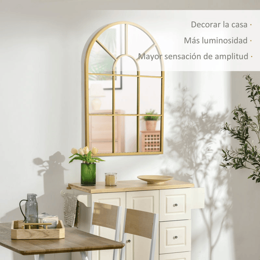 HOMCOM Espelho Decorativo de Parede 50x70cm Espelho de Metal para Sala de Jantar Dormitório Entrada Estilo Moderno Dourado