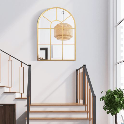HOMCOM Espelho Decorativo de Parede 50x70cm Espelho de Metal para Sala de Jantar Dormitório Entrada Estilo Moderno Dourado