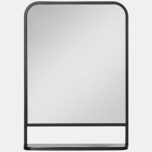 HOMCOM Espelho Decorativo de Parede 70x50cm Espelho Retangular de Metal com Prateleira de Armazenamento para Sala de Estar Dormitório Entrada Estilo Moderno Preto
