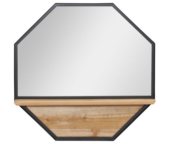 Homcom espejo decorativo de pared 61x61 cm espejo octágono con estante de almacenamiento para salón dormitorio entrada negro