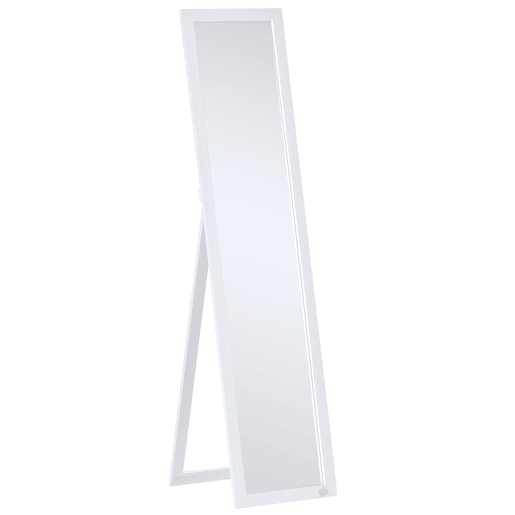 HOMCOM Espelho de Pé de Corpo Inteiro Espelho Retangular com 2 Formas de Uso Modernas para Corredor, Quarto, Sala de Estar 37x37x154 cm Branco