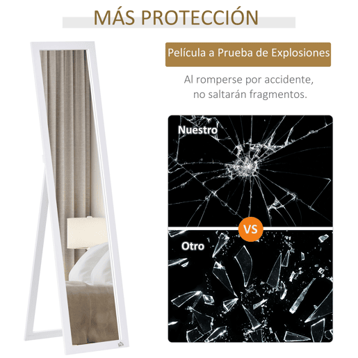 HOMCOM Espelho de Pé de Corpo Inteiro Espelho Retangular com 2 Formas de Uso Modernas para Corredor, Quarto, Sala de Estar 37x37x154 cm Branco