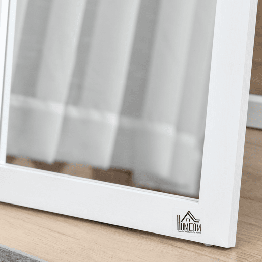 HOMCOM Espelho de Pé de Corpo Inteiro Espelho Retangular com 2 Formas de Uso Modernas para Corredor, Quarto, Sala de Estar 37x37x154 cm Branco