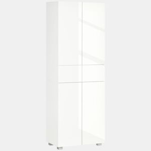 HOMCOM Armário de Cozinha Móvel Auxiliar de Cozinha com 4 Portas 2 Gavetas e Prateleiras Ajustáveis para Sala de Jantar Sala de Estar Estilo Moderno Anti-Tombo 60x35x170cm Branco