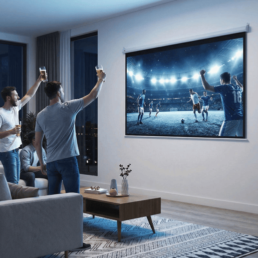 HOMCOM Ecrã de Projeção Elétrico 84 Polegadas Portátil Formato 4:3 com Comando à Distância Tela de Projeção para Interior e Exterior Eventos Desportivos 171x130 cm Branco
