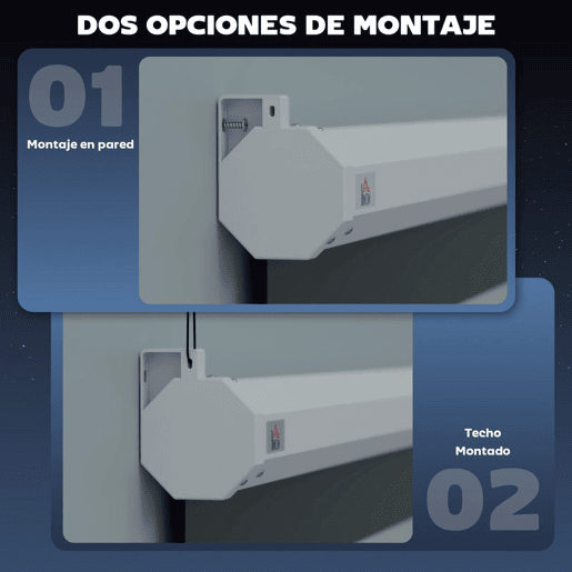 HOMCOM Ecrã de Projeção Elétrico 84 Polegadas Portátil Formato 4:3 com Comando à Distância Tela de Projeção para Interior e Exterior Eventos Desportivos 171x130 cm Branco
