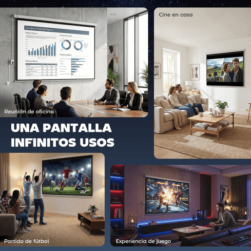 HOMCOM Ecrã de Projeção Elétrico 84 Polegadas Portátil Formato 4:3 com Comando à Distância Tela de Projeção para Interior e Exterior Eventos Desportivos 171x130 cm Branco