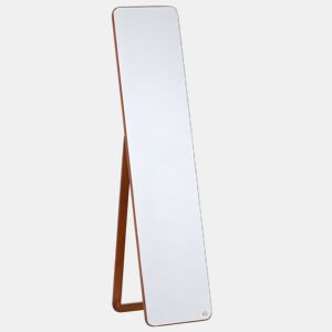 HOMCOM Espelho de pé de Corpo Inteiro Retangular Espelho de Parede com 2 Formas de Uso Estrutura de Madeira de Pinho para Dormitórios Sala de Estar Corredor 37x43x156cm Nogueira