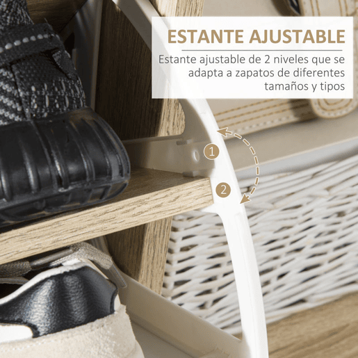 HOMCOM Sapateira para 8 Pares de Sapatos Móvel Sapateiro com 2 Gavetas Prateleira Aberta e Porta para Corredor Entrada Dormitório 80x25,5x112,5cm Madeira e Branco