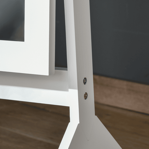 HOMCOM Espelho de Pé para Maquilhagem Reclinável com Estrutura de Madeira para Dormitório Vestidor 47x46x148cm Branco