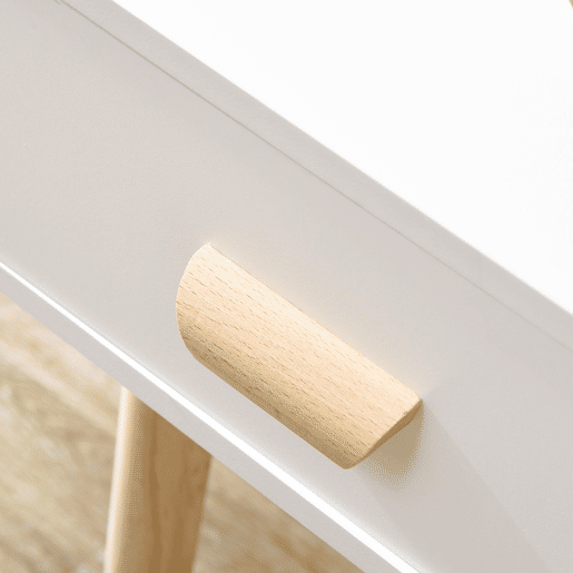 HOMCOM Conjunto de 2 Mesas de Cabeceira com Gaveta e Pés de Madeira para Dormitório Sala de Estar Escritório Estilo Moderno 40,5x30,5x60cm Branco e Madeira