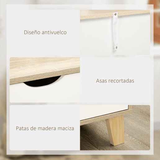 HOMCOM Cómoda com 6 Gavetas e Pés Elevados Cómoda para Dormitório Sala de Estar Estilo Moderno Anti-Tombo 120x40x76cm Madeira e Branco HOMCOM Cómoda com 6 Gavetas e Pés Elevados Cómoda para Dormitório Sala de Estar Estilo Moderno Anti-Tombo 120x40x76cm Madeira e Branco