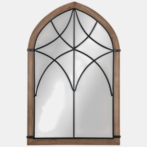 HOMCOM Espelho de Parede de Madeira 93x60cm Espelho Decorativo com 2 Ganchos Estilo Vintage para Sala de Estar Dormitório Entrada Marrom