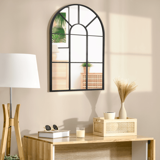HOMCOM Espelho Decorativo de Parede 60x91 cm Espelho de Metal para Sala de Jantar Dormitório Entrada Estilo Moderno Preto