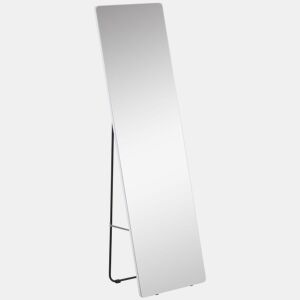 HOMCOM Espelho de Pé Espelho de Corpo Inteiro 45x37x158,5cm Espelho de Parede com Estrutura de Liga de Alumínio para Sala de Estar Dormitório Entrada Estilo Moderno Prata
