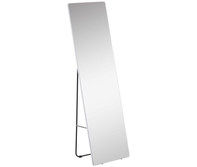 Homcom espejo de pie espejo de cuerpo entero 45x37x158,5 cm espejo de pared con marco de aleación de aluminio para salón dormitorio vestidor estilo moderno plata
