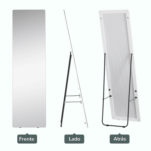 HOMCOM Espelho de Pé Espelho de Corpo Inteiro 45x37x158,5cm Espelho de Parede com Estrutura de Liga de Alumínio para Sala de Estar Dormitório Entrada Estilo Moderno Prata