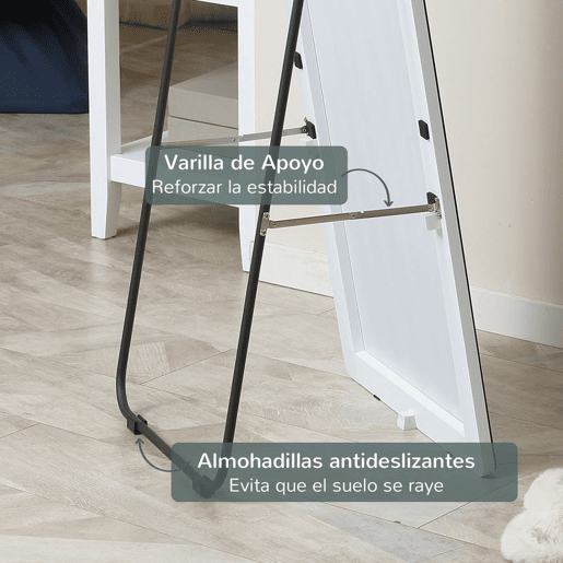 HOMCOM Espelho de Pé Espelho de Corpo Inteiro 45x37x158,5cm Espelho de Parede com Estrutura de Liga de Alumínio para Sala de Estar Dormitório Entrada Estilo Moderno Prata