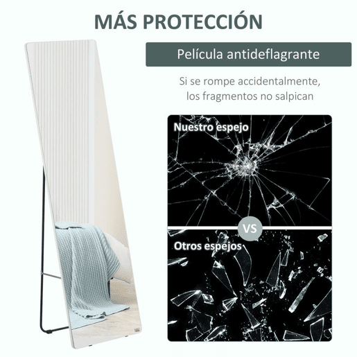 HOMCOM Espelho de Pé Espelho de Corpo Inteiro 45x37x158,5cm Espelho de Parede com Estrutura de Liga de Alumínio para Sala de Estar Dormitório Entrada Estilo Moderno Prata