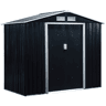 Outsunny Abrigo de Jardim 213x130x185cm Abrigo de Jardim Metálico de Exterior para Armazenamento de Ferramentas com 2 Portas Deslizantes e 4 Janelas para Terraço Cinza Escuro