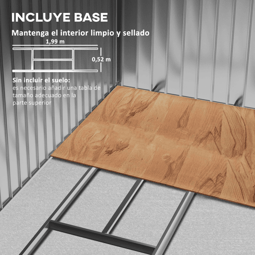 Outsunny Abrigo de Jardim 213x130x185cm Abrigo de Jardim Metálico de Exterior para Armazenamento de Ferramentas com 2 Portas Deslizantes e 4 Janelas para Terraço Cinza Escuro